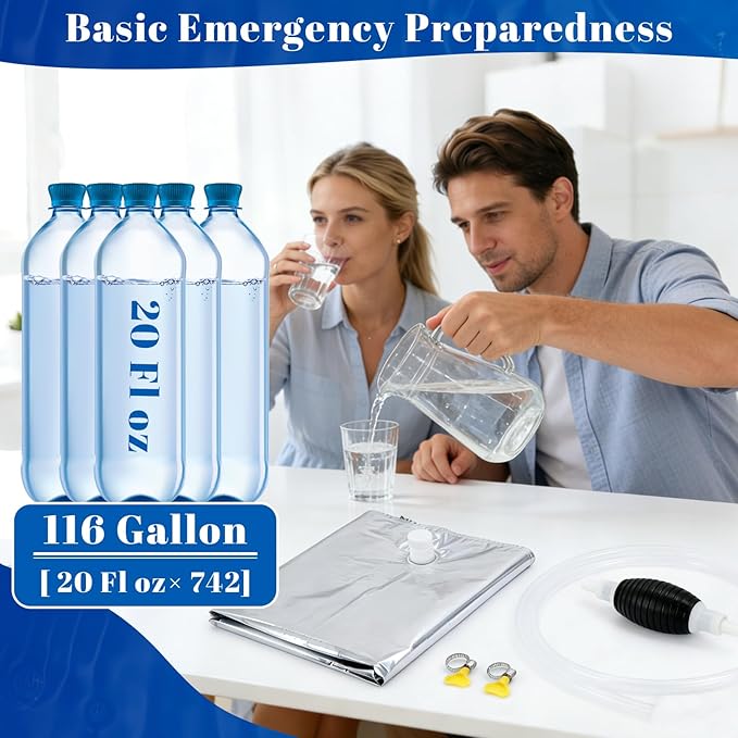 116 Gallon Emergency Water Storage, Bathtub Drinking Water Bladder with Hand Pump, Storage Emergency Drinking Water Container, Tub Water Storage Bag for Camping Hurricane RV Traveling