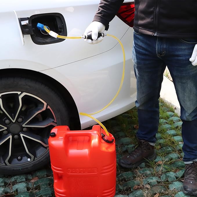 Gas Siphon Pump FUELIO - Hand Siphon Pump for Gasoline Transfer - Manual Siphon Pump For Water- Fuel Siphon Pump for Gasoline- Gas Siphon Hose Included