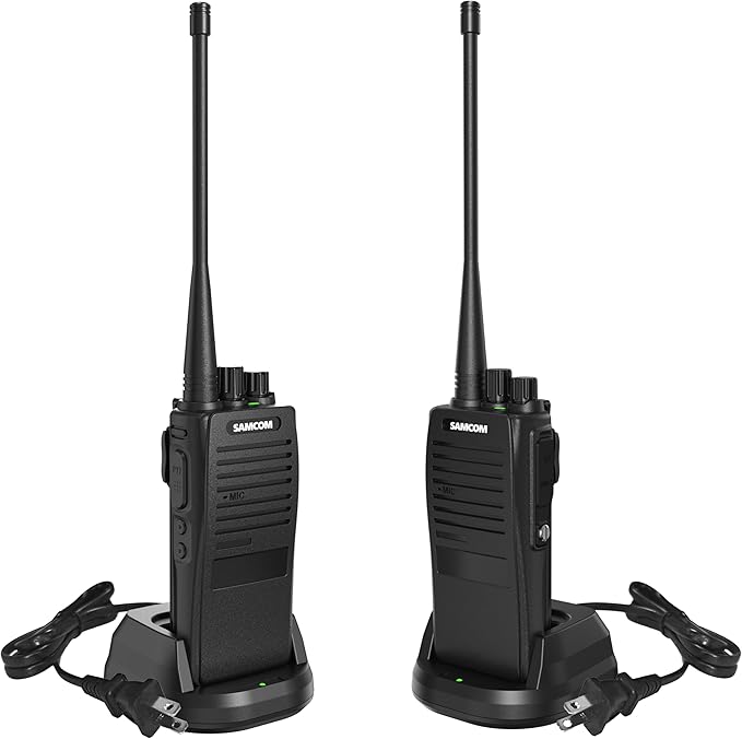 SAMCOM FPCN20A Walkie Talkies with Earpiece, Upgrade Portable UHF Two-Way Radios, VOX, Voice Playing, Rugged 2 Way Radios, 3000mAh Rechargeable for Aduls School Church Construction Industrial, 2 Pcs