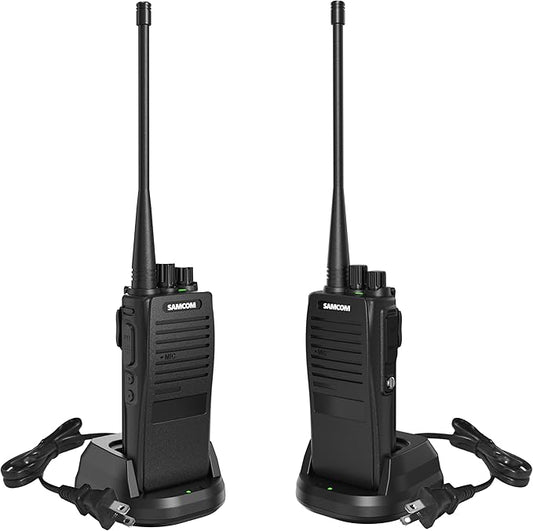 SAMCOM FPCN20A Walkie Talkies with Earpiece, Upgrade Portable UHF Two-Way Radios, VOX, Voice Playing, Rugged 2 Way Radios, 3000mAh Rechargeable for Aduls School Church Construction Industrial, 2 Pcs
