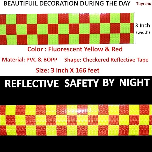 Industrial Reflective Tape 3 inch Wide for Automobile, Outdoor Waterproof High Visibility Safety Warning Adhesive Strips (166 feet)
