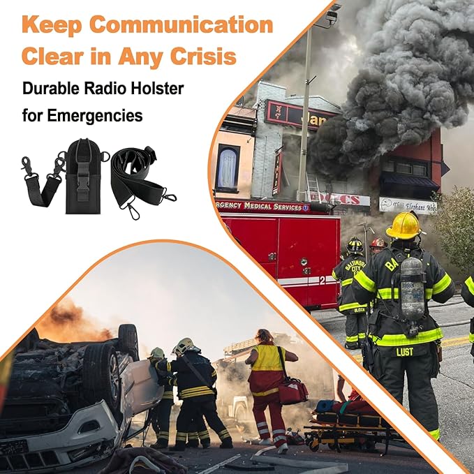 2 Pack Firefighter Radio Strap and Holder with Sway Strap Bundle Set, Adjustment Ability and Mic Holder, Holds Walkie Talkie Radio Securely, Light Weight, for Fire EMT Paramedics