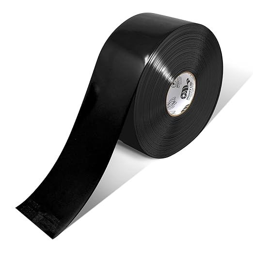 Mighty Line Solid Floor Marking Tape for Safety, Caution, Warning, Heavy-Duty, Peel and Stick Adhesive, Beveled Edge Design, Industrial Quality, 4 inch, 100' Roll, Black