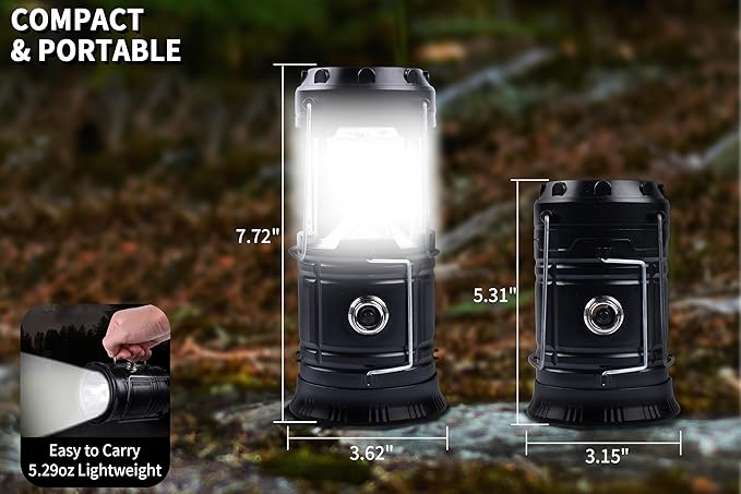 KunHe 5-Pack 1800mAh Collapsible Portable LED Camping Lantern Lightweight Waterproof USB Rechargeable LED Flashlight Kits for Indoor Outdoor Home Emergency Light Power Hiking