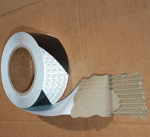 Black and White Reflective Tape 1 Inch x 168 Feet, Warning Conspicuity Reflector, Night Safety Sticker for Car Trailer