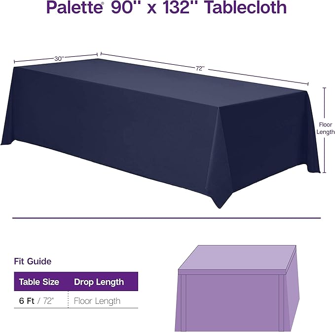 Gee Di Moda Rectangle Tablecloth - 90 x 132 Inch Chocolate Table Cloth for 6 Foot Tables with Floor-Length Drop - Heavy Duty Washable Fabric for Holiday Party, Dinner, Weddings & Baby Shower