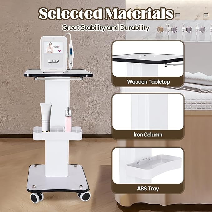 Beauty Salon Trolley with Wheels, Esthetician Rolling Cart, 3-Tier Storage with Lockable Casters for Beauty Equipment, Salon & Spa Use, Load Capacity 88 lbs
