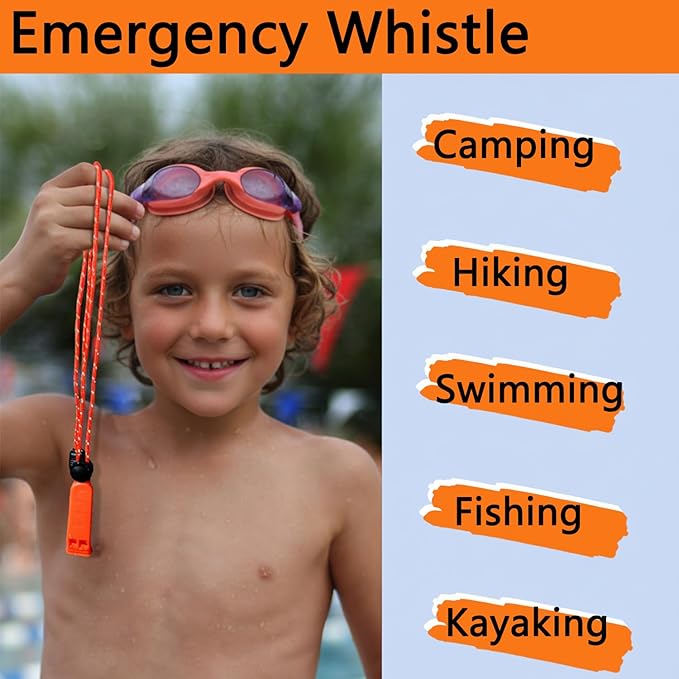 Emergency Whistle, 120db Safety Whistle Survival Shrill Loud for Camping Hiking Hunting Boating Fishing Life Vest Jacket Rescue Signaling Kids Lifeguard 5 Pack
