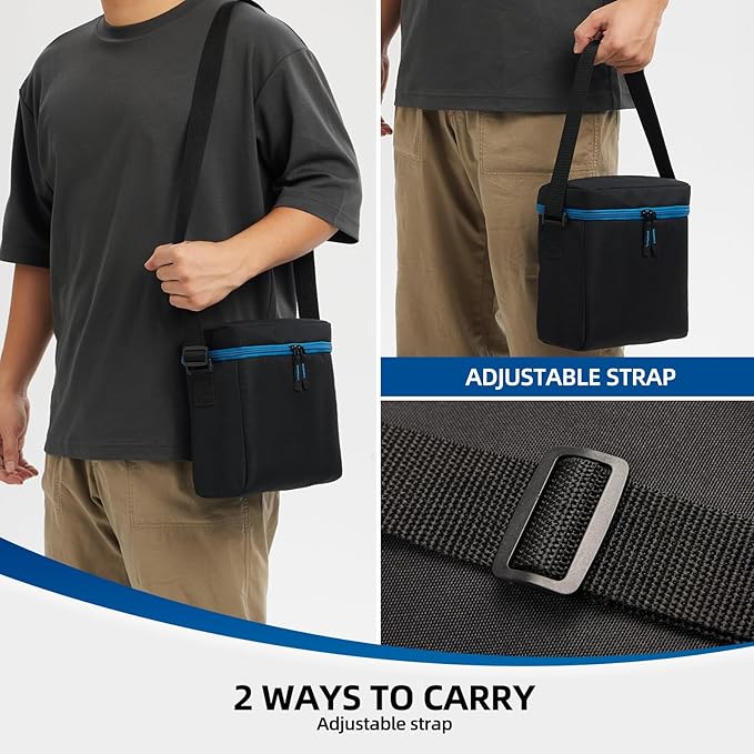 1 LB Propane Tank Carry Bag with Padding, Portable 16 OZ Propane Tank Holder to Hold 2 Pcs Mini Fuel Cylinder, Small Camping Gas Cylinder Storage with Strap, Bag Only