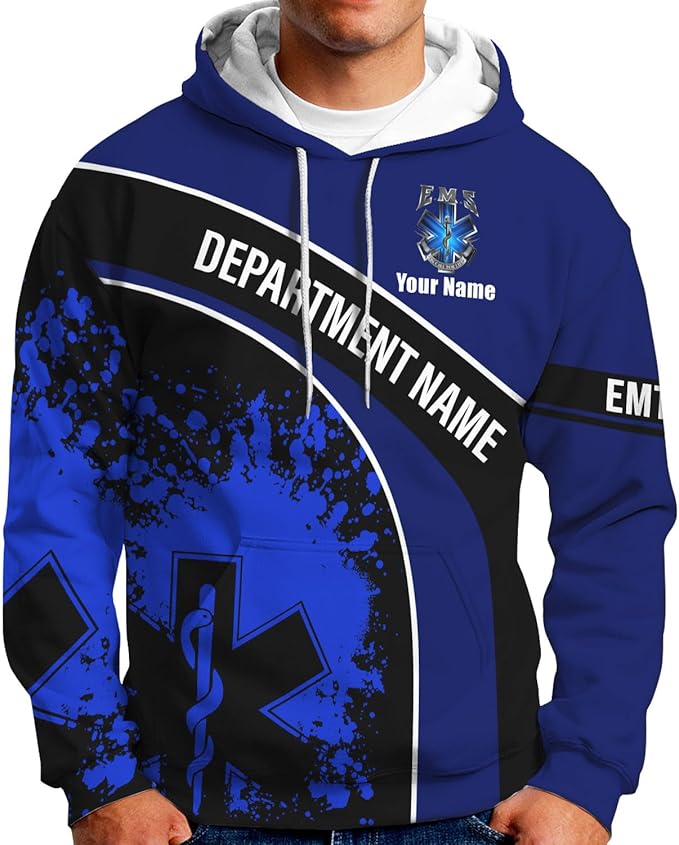 Personalized EMT 3D Shirt, EMT 3D Hoodie, 3D EMS Hoodies for Men, Medical Uniforms EMS Shirt, Emergency Medical Service Shirt