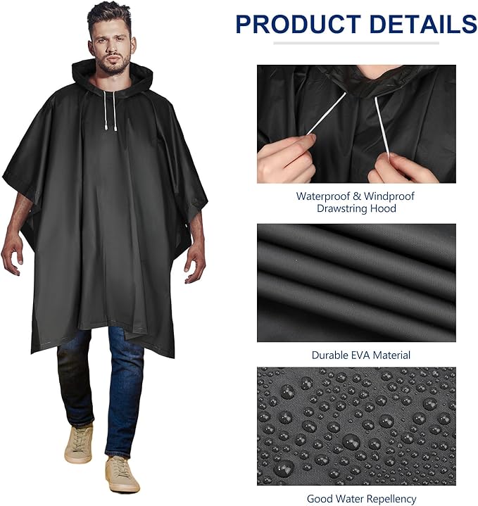 Zhehao 20 Pcs Rain Ponchos for Adult Reusable Waterproof Plastic Rain Coat