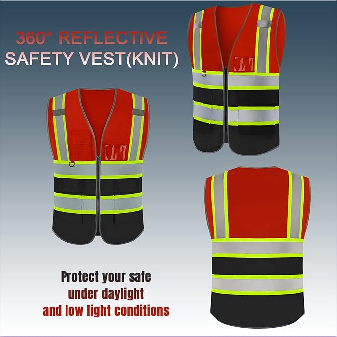 BeautyWill Custom Logo Safety Vest Class 2 High Visibility Reflective Vest for Men - Personalized Logo Team Vest
