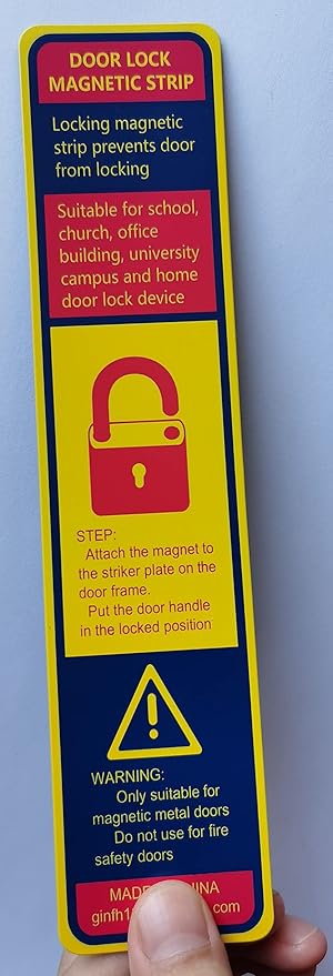 6 Pack Magnetic Lockdown Strips for Iron Door Frames High-Density Magnet Security Devices for School and Office Effective and Easy Solution for Emergency Lockdowns (Yellow)