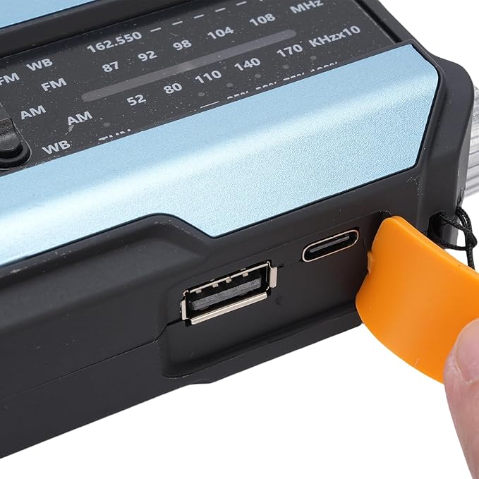 FTVOGUE Emergency Radio AM FM WB with Hand Crank Solar Charging 2000mAh Battery LED Flashlight SOS Alert for Outdoor Emergency and Power Outage