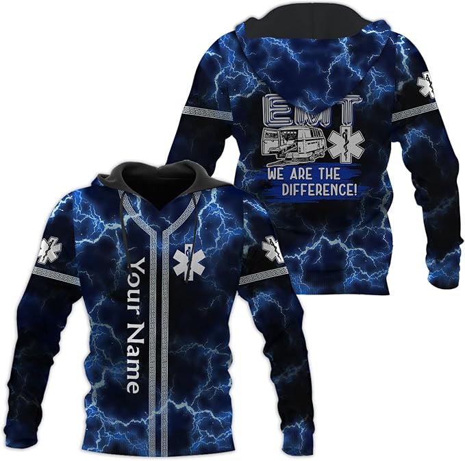 Personalized EMT 3D Shirt, EMT 3D Hoodie, 3D EMS Hoodies for Men, Medical Uniforms EMS Shirt, Emergency Medical Service Shirt