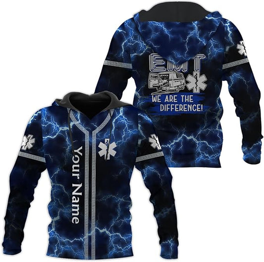 Personalized EMT 3D Shirt, EMT 3D Hoodie, 3D EMS Hoodies for Men, Medical Uniforms EMS Shirt, Emergency Medical Service Shirt
