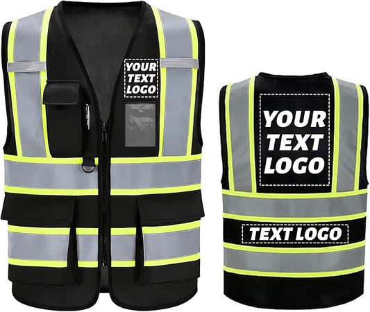 Reflective Safety Vest, High Visibility, Custom Logo for Construction, Roadwork, Traffic, Emergency Use