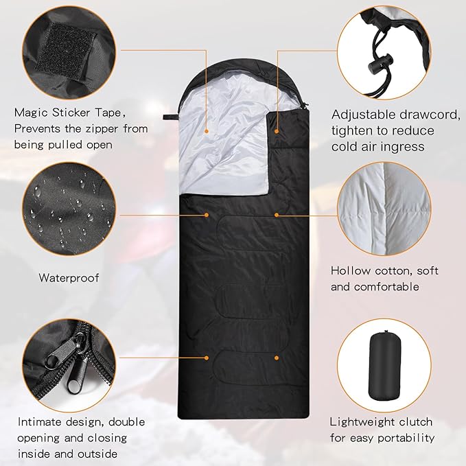 Macarrie 10 Pcs Bulk Sleeping Bags for Homeless Donation Shelter Adults 0 Degree Waterproof Sleeping Bags with Compression Sack for Cold Weather Emergency Hiking Camping Warm