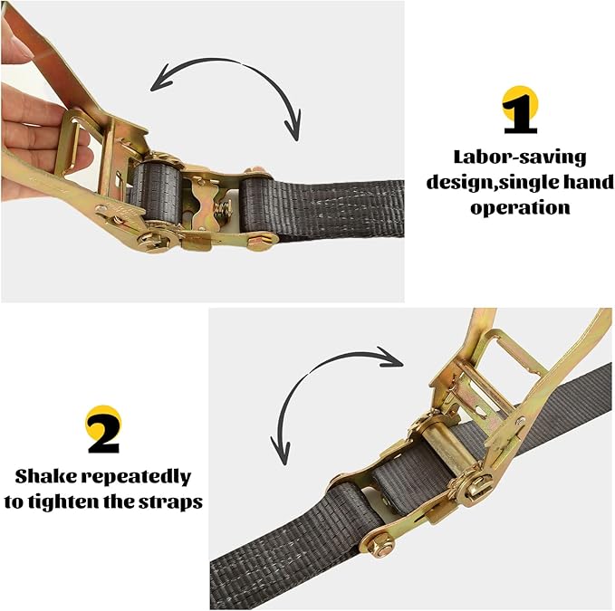 4 Pack 2 Inch Ratchet Straps Heavy Duty 20ft Tie Down Straps Ratchet Flat Hook, 10000 LBS Break Strength, Black Cargo Ratchet Strap for Moving, Truck, Trailers, Motorcycles, Kayaks, Car Roof