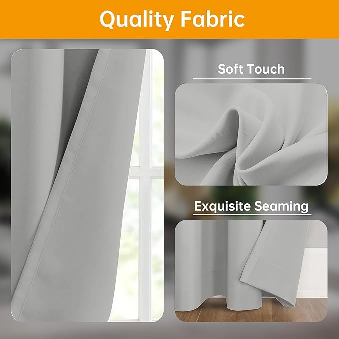 Room Divider Curtains Blackout Ceiling Track Curtain with Hook Wall Mount Sliding Door Curtains Ceiling Mount Extra Wide Curtain Wall Divider for Room Separation (Light Grey, W120 x H84 in)