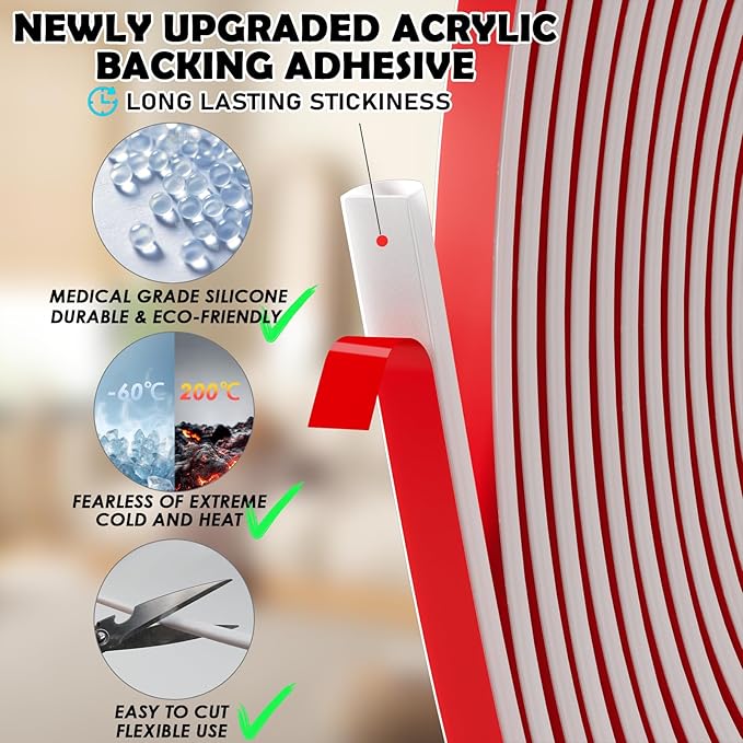 40FT Weather Stripping Door Seal - Self Adhesive Weather Insulation Strip Weatherstripping Silicone D Shaped Seal Strip Door Frame Gap Filler/Window Soundproofing