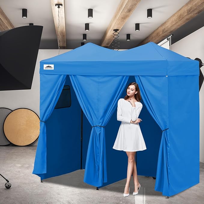 EAGLE PEAK Outdoor Changing Room 8x4, 2 Room Pop Up Portable Changing Room, Sun Shelter, Pop Up Changing Tent for Beach or Pool,Portable Dressing Room for Photoshoots (Light Blue)