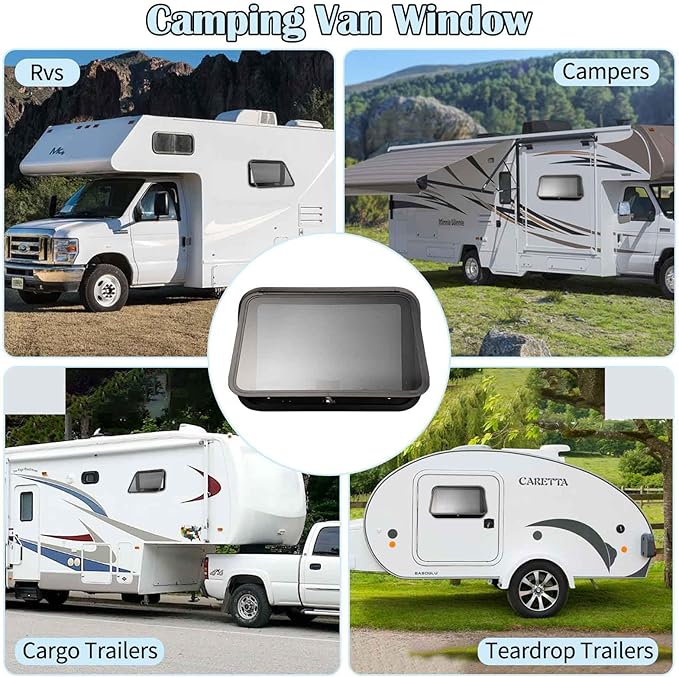 30"x20" RV Emergency Exit Window - DOT-Certified Tempered Glass, Security Lock, Waterproof Aluminum Frame w/Mesh Screen (Fits 1"-1.77" Walls, Complete Kit)