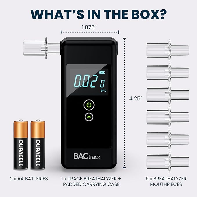 BACtrack Trace Professional Breathalyzer | DOT & NHTSA Compliant | Alcohol Tester with Police-Grade Accuracy | Portable Breathalyzers for Alcohol Testing | BAC Tester