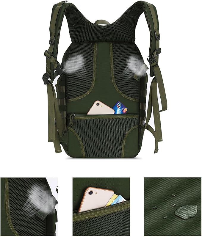 MOSISO 30L Military Tactical Backpack for Men, Army Backpack Military Daypack 3 Day Assault Pack Hiking Rucksack Bug Out Bag, Army Green