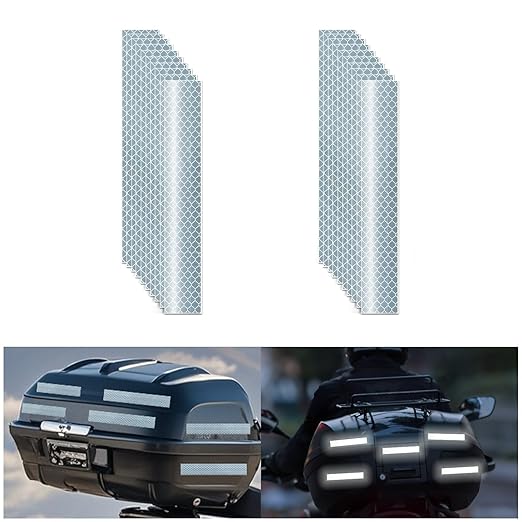 Non Fading White Reflective Stickers 1 inch X 6 inch, Outdoor Waterproof High Visibility Warning Safety Adhesive Reflector Tape (20 Pcs)