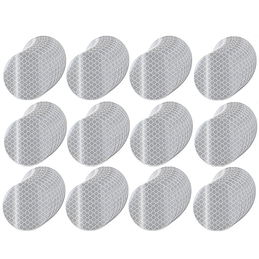 White Reflective Stickers 1-inch Diameter Round Reflector, Outdoor Waterproof High Visibility Warning Adhesive Tape (120 Pcs)
