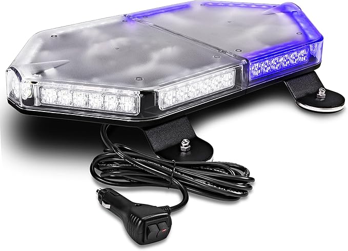 LAMPHUS NanoFlare NFMB56 17" 12V 56W BLUE WHITE LED Strobe Mini Light Bar [SAE Class 1] [Magnet/Permanent Mount] Rooftop Rotating Flashing Emergency Warning Beacon Lightbar for Volunteer Firefighter
