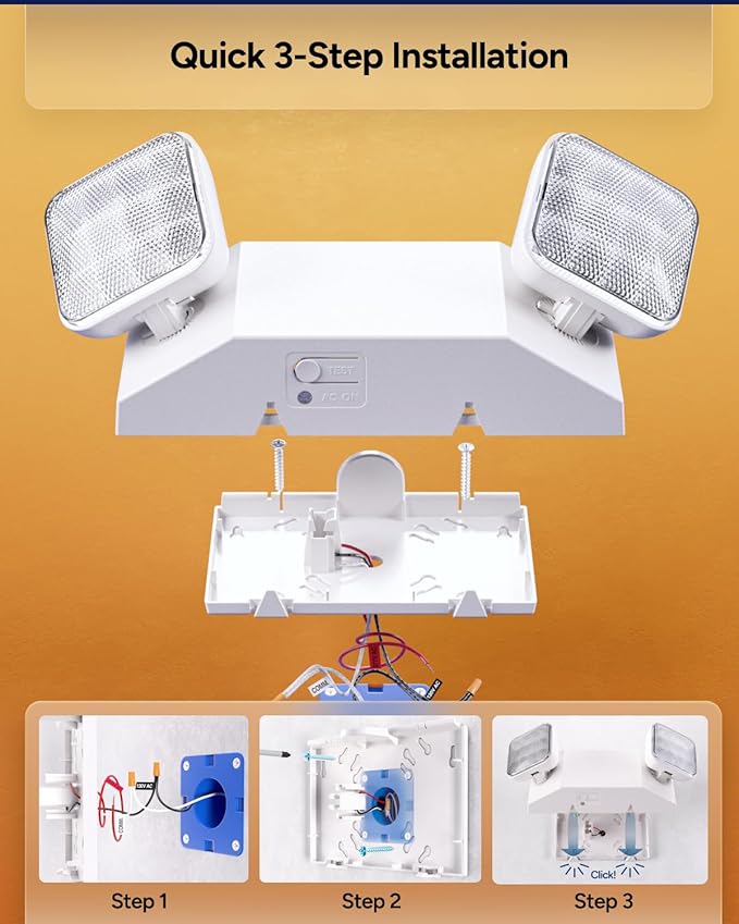 Sunco 24 Pack LED Emergency Lights, Commercial Lighting for Business, Power Outages, Offices, with Backup Battery (90 Minutes), Wall Mount, Hard Wired, 120-277V, Fire Resistant (94V-0) UL