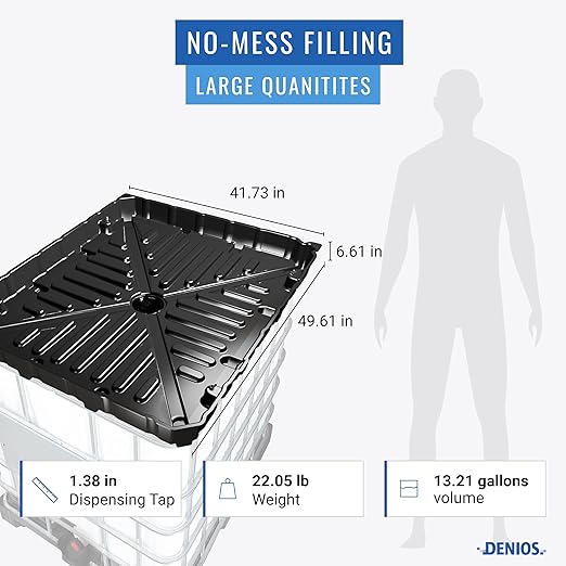 DENIOS® IBC Tote Funnel - 49.5"x42"x5" | Extra Large Funnel | Wide Mouth for IBC Totes | Perfect for Fast, Spill-Free Liquid Transfer | Heavy-Duty Large | Black | Tote not Included