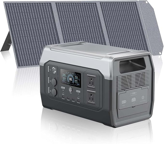 1600W Solar Generator with 100W Solar Panel,1024Wh Portable Power Station LiFePO4 Battery for Outdoor Camping RV Travel
