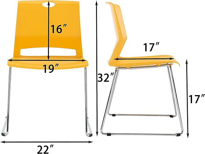 Sidanli Yellow Stacking Chairs-Set of 4