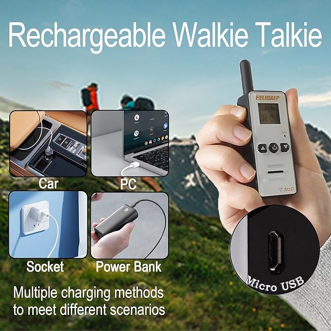 M2D Mini Walkie Talkies for Adults,Small Portable Two Way Radios,Rechargeable 128 Channels Mini 2 Way Radio for Restaurant,Supermarket,Hospital,Hiking,Skiing,Outdoor Sport,Tourism,White 2 Pack