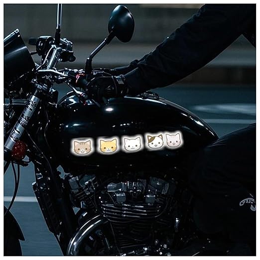 Reflective Stickers 50 Pcs, Outdoor Waterproof High Visibility Warning Safety Adhesive Reflector (1.5" X 1.8", Cat face)