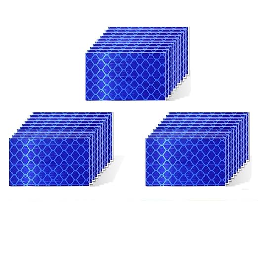 Blue Reflective Stickers 1 inch X 2 inch, Outdoor Waterproof High Visibility Warning Safety Adhesive Reflector Tape (30 Pcs)