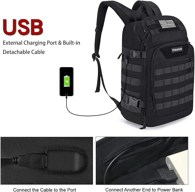 MOSISO 30L Military Tactical Backpack for Men, Army Backpack Military Daypack 3 Day Assault Pack Hiking Rucksack Bug Out Bag, Black