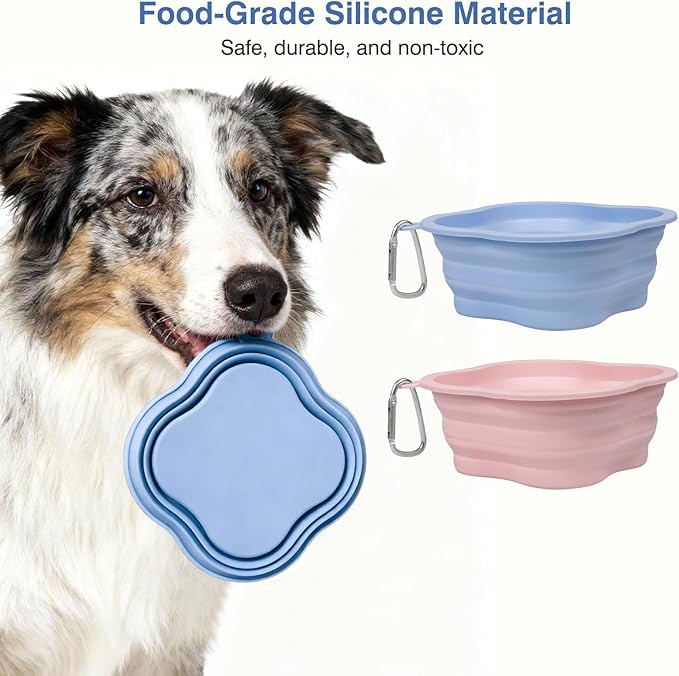 Collapsible Dog Bowls, 2-Pack Dog Water Bowl for Walking Parking Traveling Portable Pet Feeding Bowl, Travel Essentials for Cats and Dogs