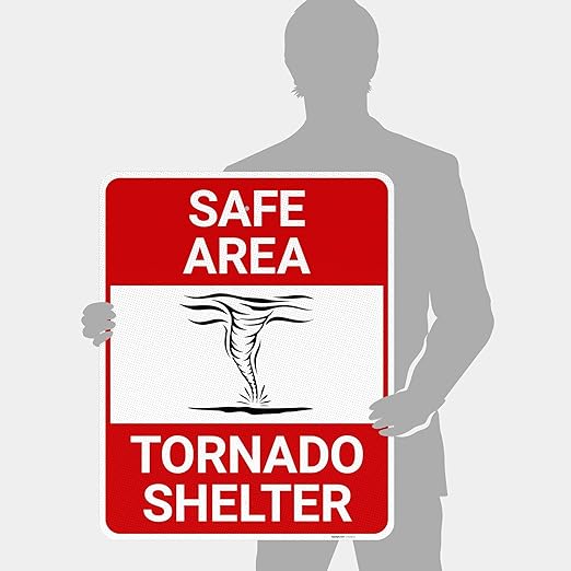 Safe Area Tornado Shelter Sign, 24x30 Inches, 3M EGP Reflective .080 Aluminum, Fade Resistant, Made in USA by Sigo Signs