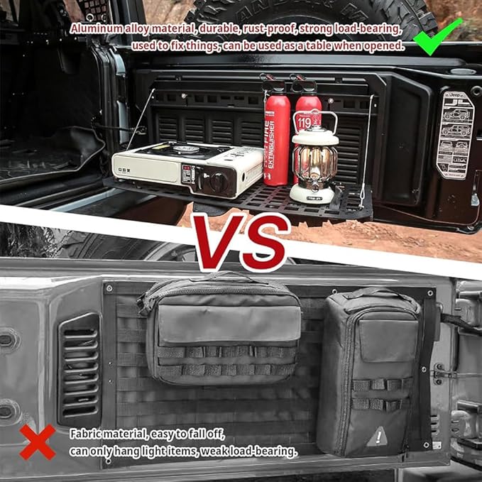 Tailgate Table Foldable Rear Cargo Shelf, Drop Down Tailgate Table, Aluminium Alloy Tailgate Tactical Molle Panel,Foldable Table Cargo Shelf Storage Cargo Luggage Holder Carrier