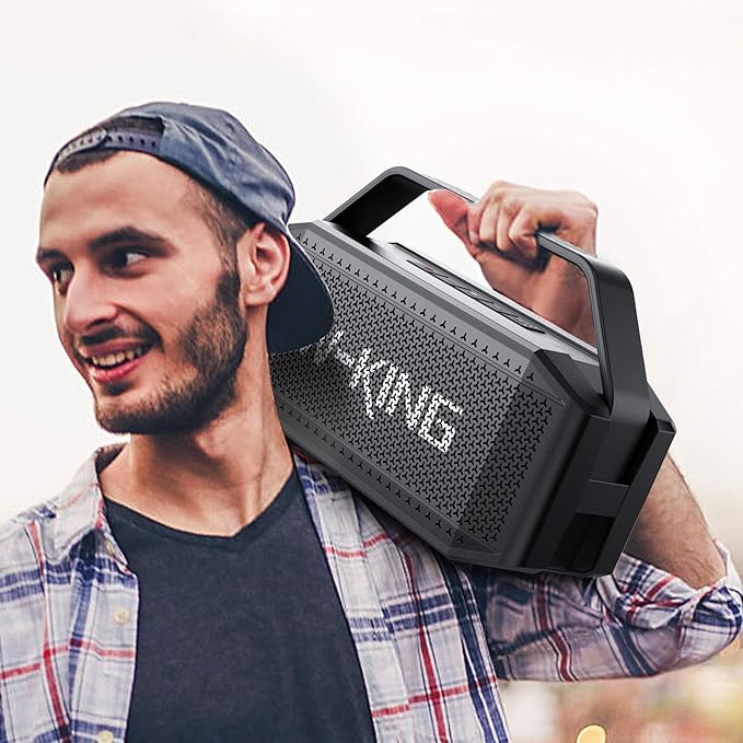 W-KING Portable Loud Bluetooth Speaker, 100W Max Waterproof Outdoor Speakers Bluetooth Wireless, IPX6 Party Big Large Speaker Boombox 2 Subwoofer-60W Exlarge Deep Bass Radiator/2 Pairing/40H/TF/AUX/EQ