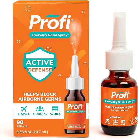 Profi™ Everyday Nasal Spray - Helps Defend Against Airborne Germs and Allergies, Lasts Up to 8 Hours, Advanced Nasal Spray for Air Travel, Work, Conferences & Indoor Gatherings - 90 Sprays, 0.36 FL OZ