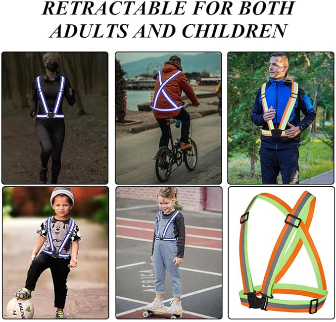 5 Pack Reflective Safety Vest for women, men and kids, Lightweight & Adjustable hi vis vest for Running, Cycling, Rucking