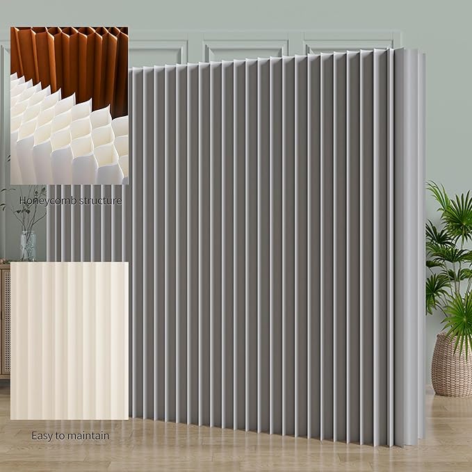 Foldable Room Divider Privacy Screens Movable Temporary Wall Space Partition, 5.25~9.19 FT Tall, 6.56~16.5 FT Width, Choice of Various Sizes and Styles(Gray)