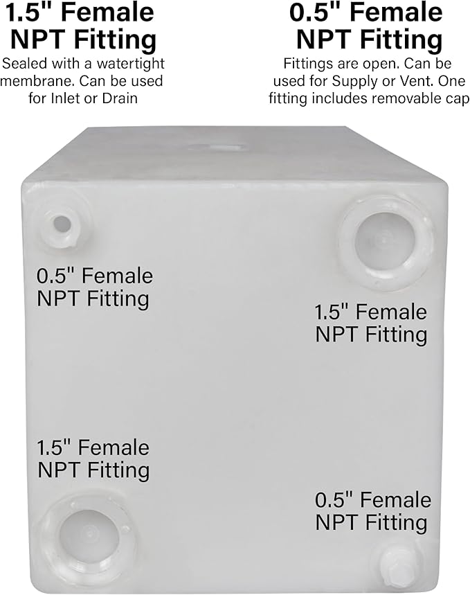 19 Gallon RV Fresh Water Tank, Potable Water Storage Tank for Drinking, Cooking, Cleaning, Showering, for Campers, Trailers, Motorhomes, RVs, Cube Shape, 32.5" x 12" x 12" (WT-0024)