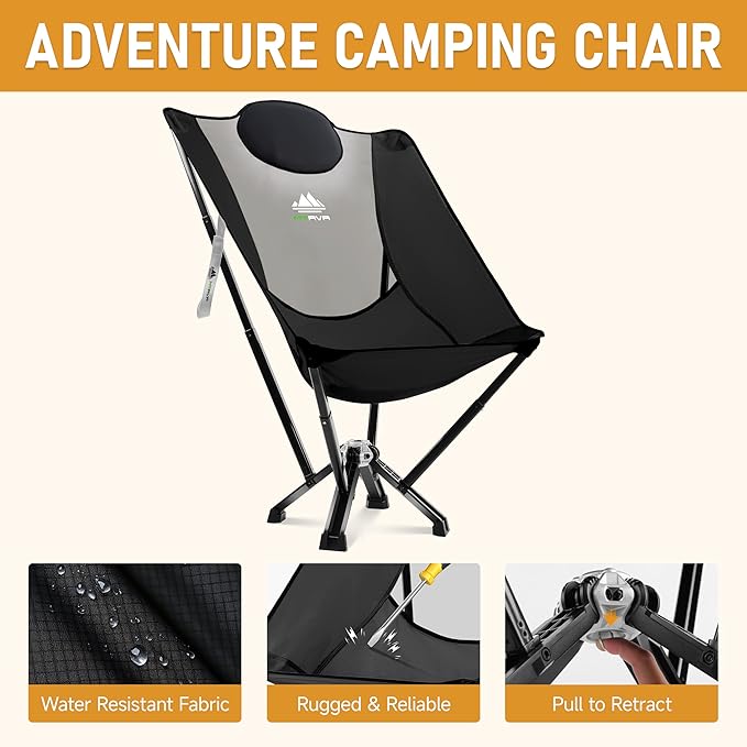 High-Back Camping & Indoor Chair — Full Back Support for Long Sitting, Stable Aluminum Frame, Anti-Slip Feet, Folding Chair for Home, RV & Outdoor Use