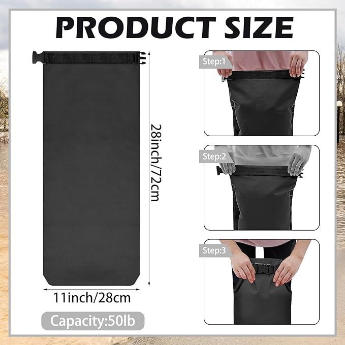 8 Pcs Flood Water Sand Bags Waterproof Sandbags Barrier Reusable Sand Bags with Insert Buckle Flood Protection for Home Door Window Basement Garage Rain Water Control, 28 x 11 Inch(Black)